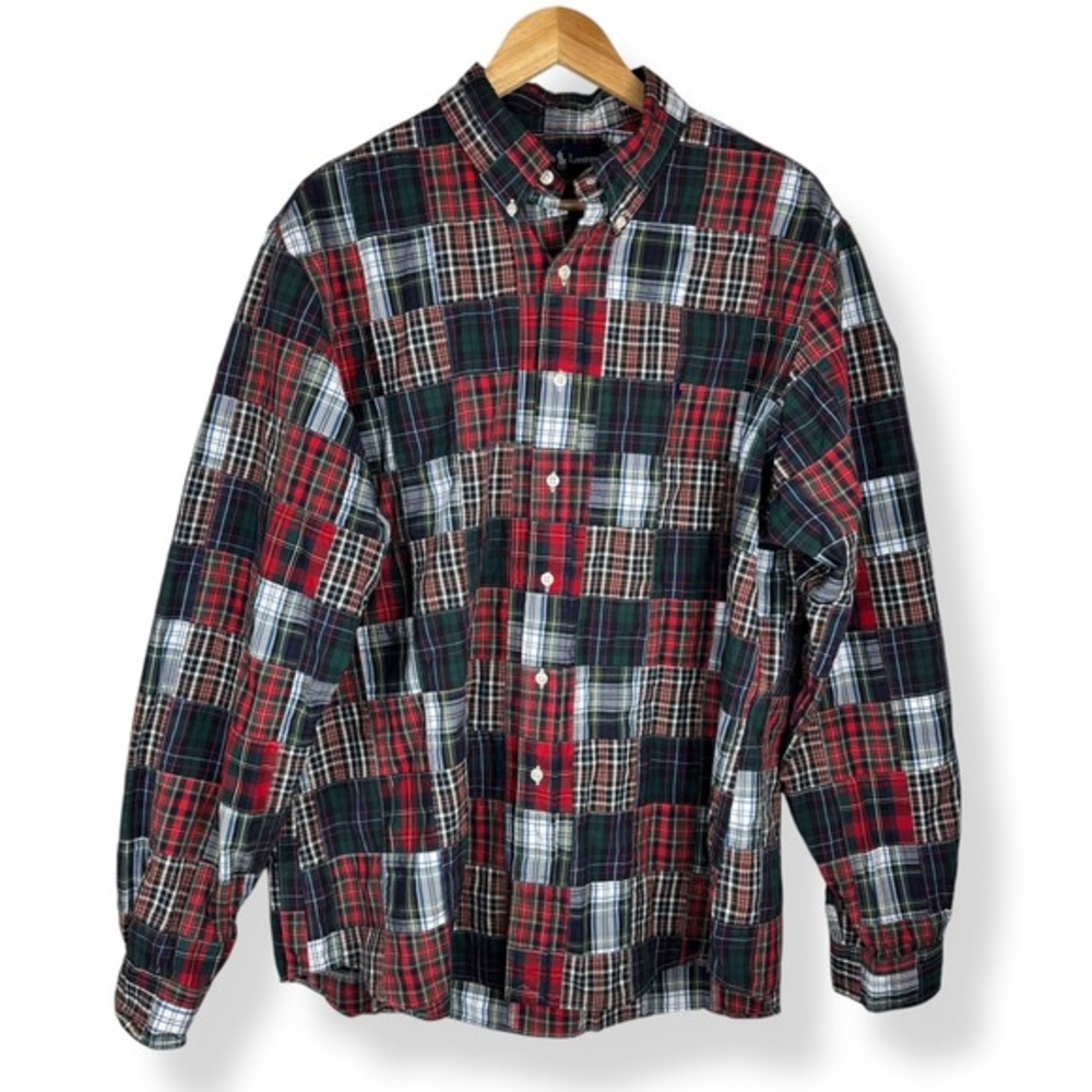 Ralph Lauren Patchwork Plaid Shirt Mens Size XL Preppy Old Money  Heritage